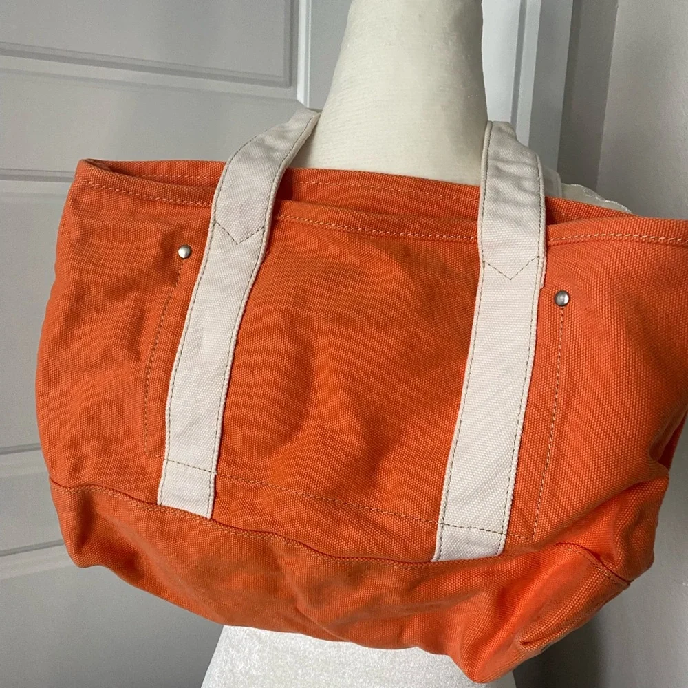 Small J Crew Tote - Orange/White - Picture 4 of 5